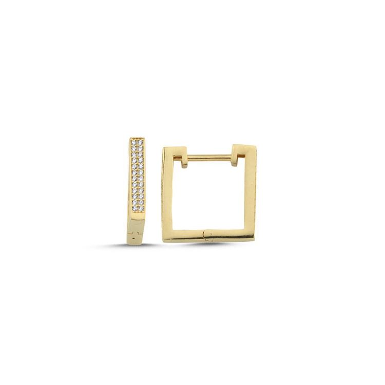 Kare Tasarım Taşlı Küpe