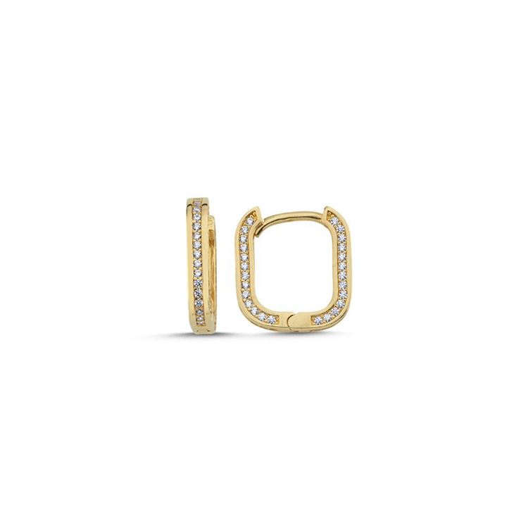 Kare Tasarım Taşlı Küpe