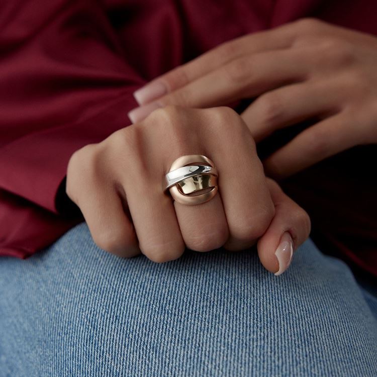 Üç Renk Oval Tasarım Yüzük