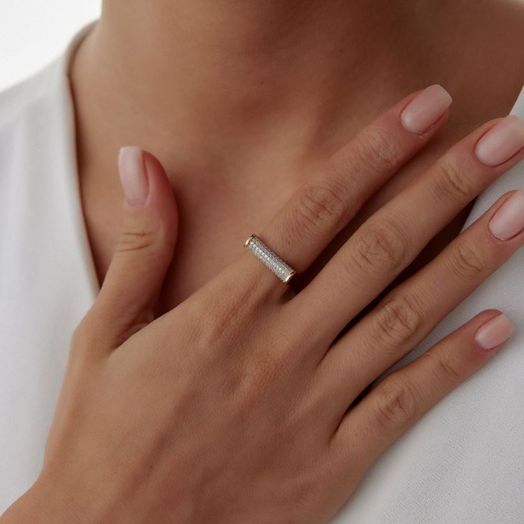 Beyaz Taşlı Yassı Tasarım Baget