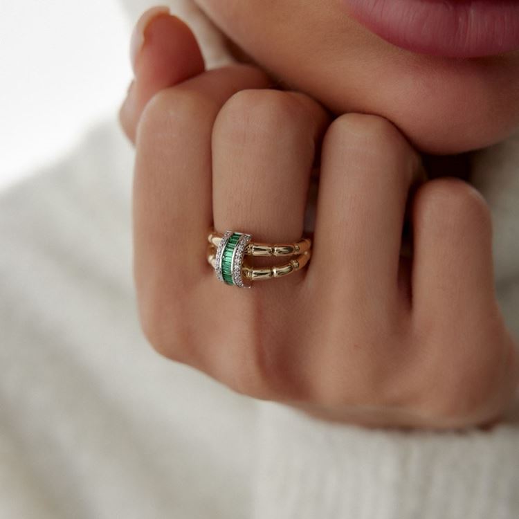 Pembe Baget Taşlı Daire Tasarım Yüzük