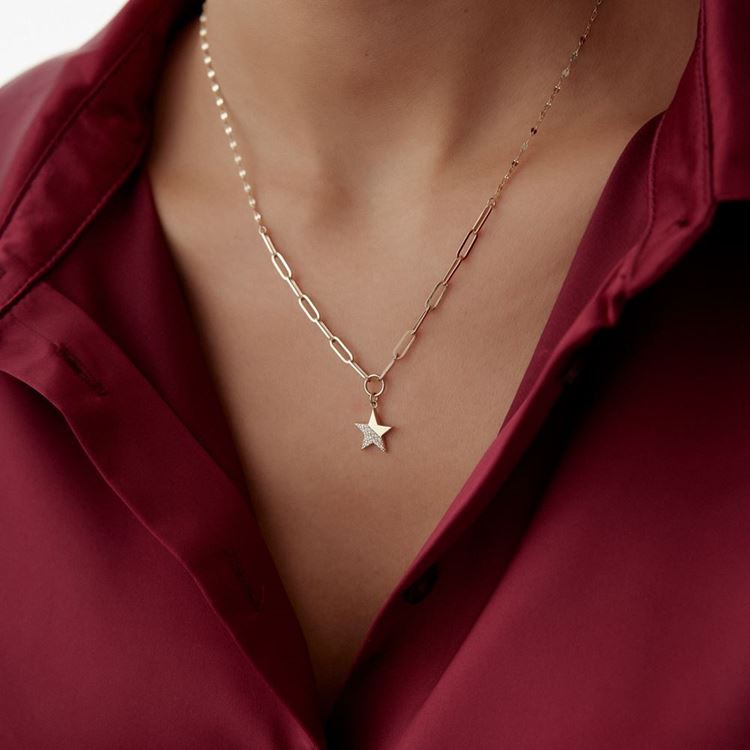 Yıldız Ataç Pullu Taşlı Kolye