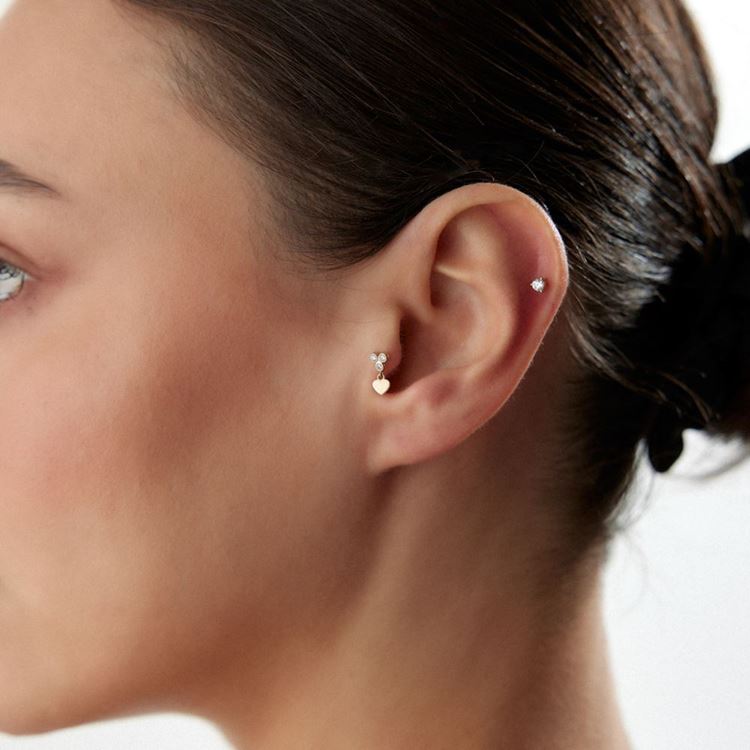 Kalp Damla Taşlı Piercing