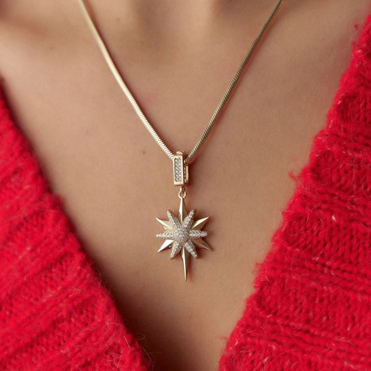 Kutup Yıldız Taşlı Charm Kolye Ucu