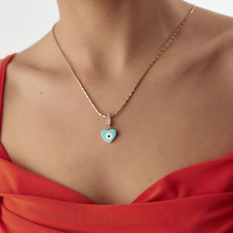 Kalp Göz Turkuaz Mineli Charm