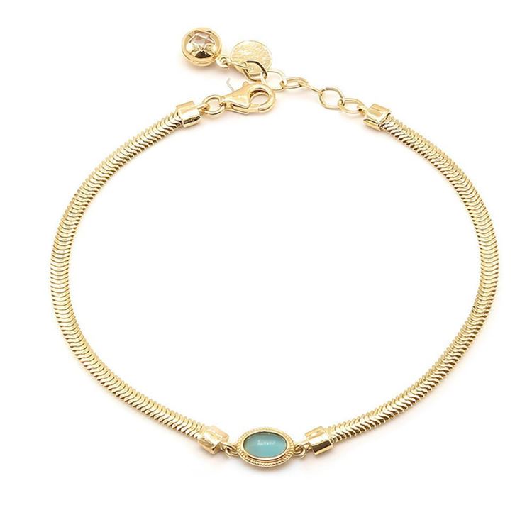 Yeşil Taşlı Balık Sırtı Bileklik