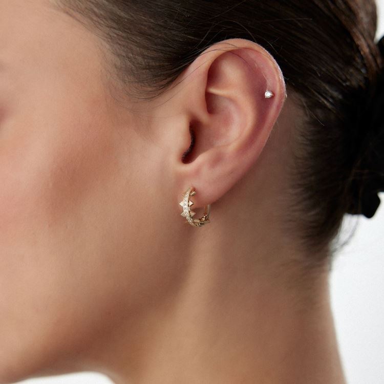 Piramit Taşlı Halka Küpe