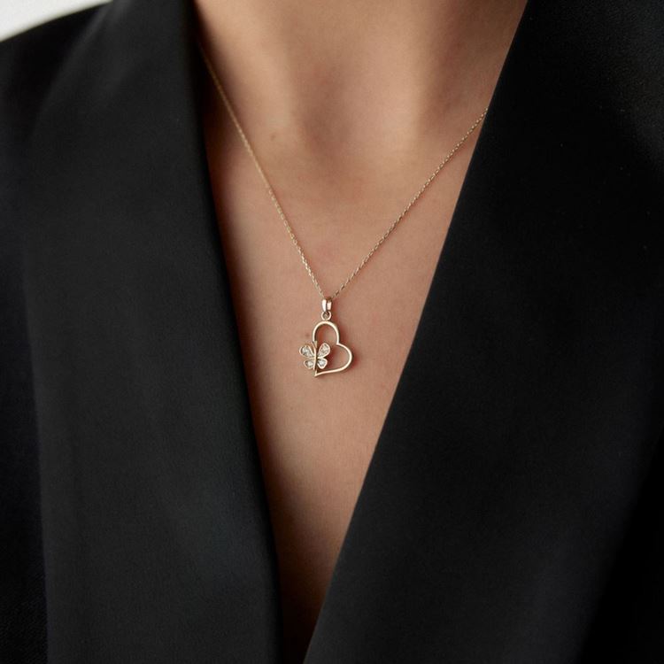 Kalp Kelebek Kolye