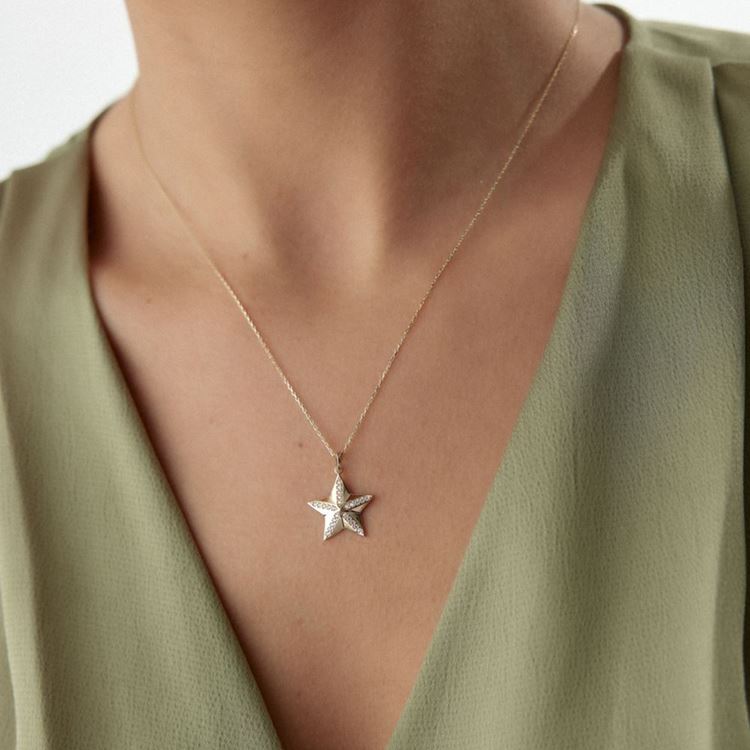 Deniz Yıldızı Taşlı Kolye