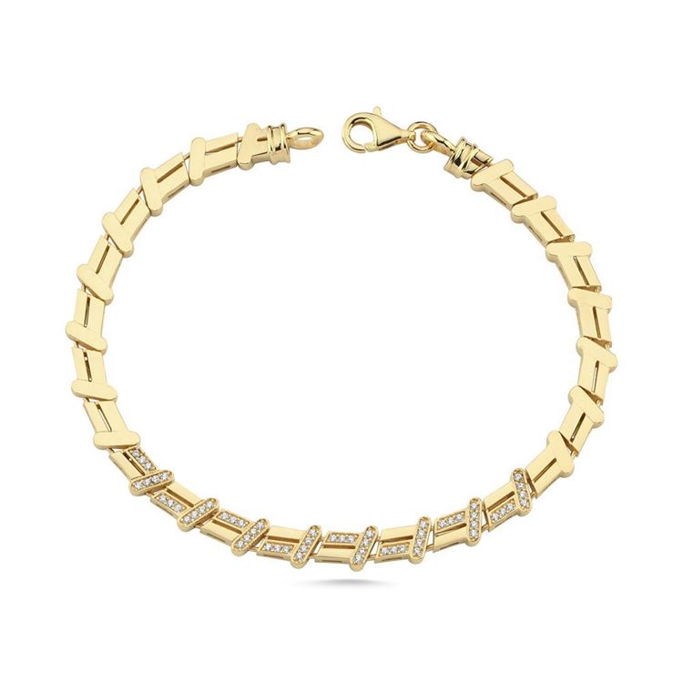 Çift Sıra T Tasarım Taşlı Bileklik