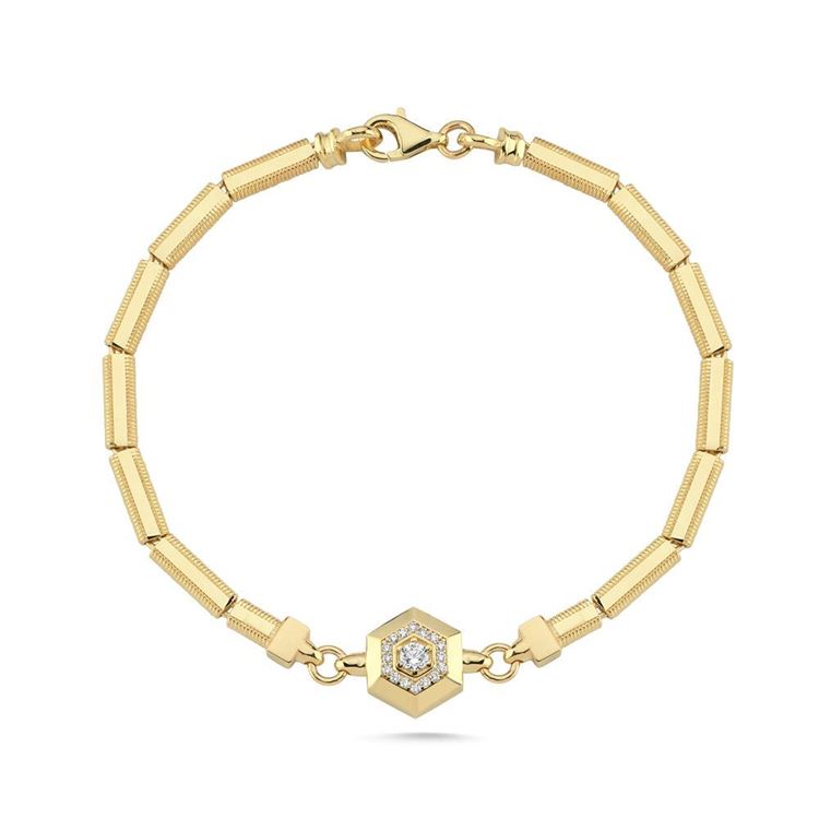 Altıgen Daire Taşlı Ajda Tasarım Bileklik