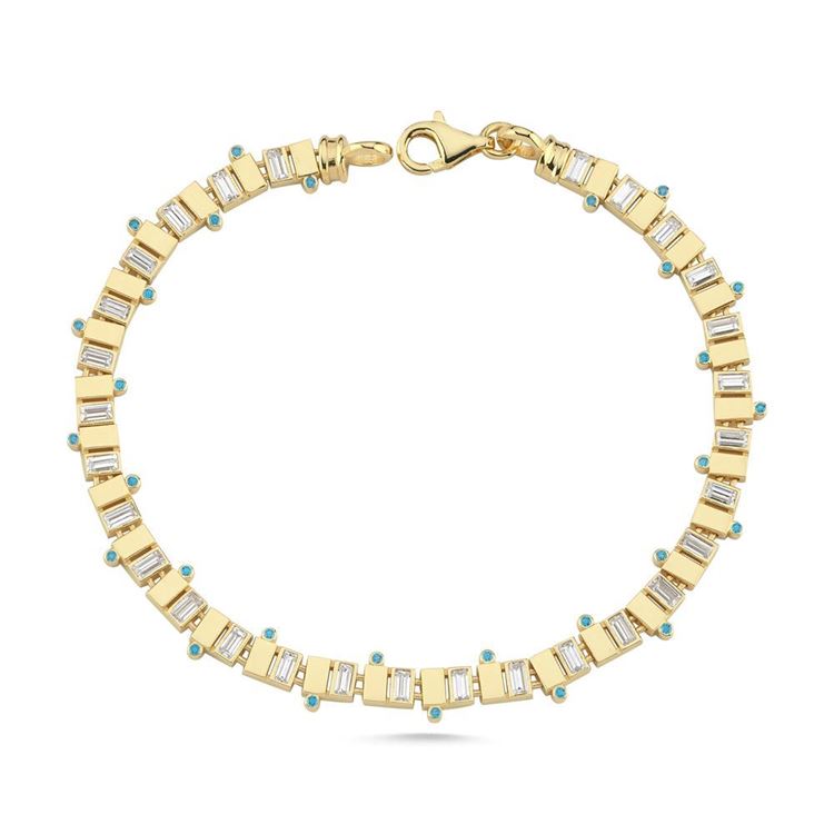 Kare Baget Taşlı Nokta Yeşil Taşlı Bileklik