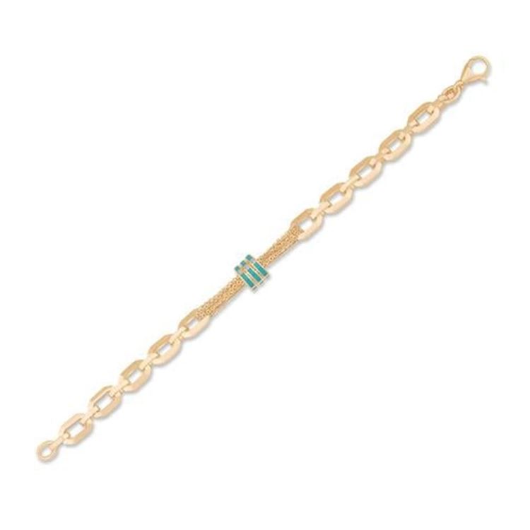 İtalyan Tasarım Zincir Detaylı Altın Bileklik