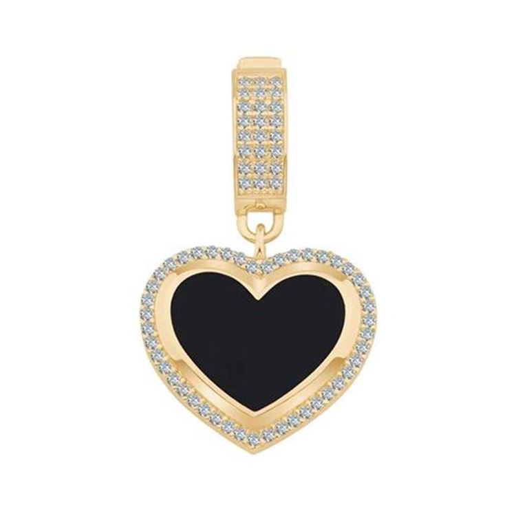 Siyah Mine Kalp Kolye Ucu Charm