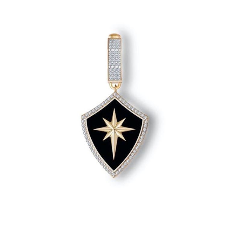 Siyah Mineli Kalkan Kolye Ucu Charm