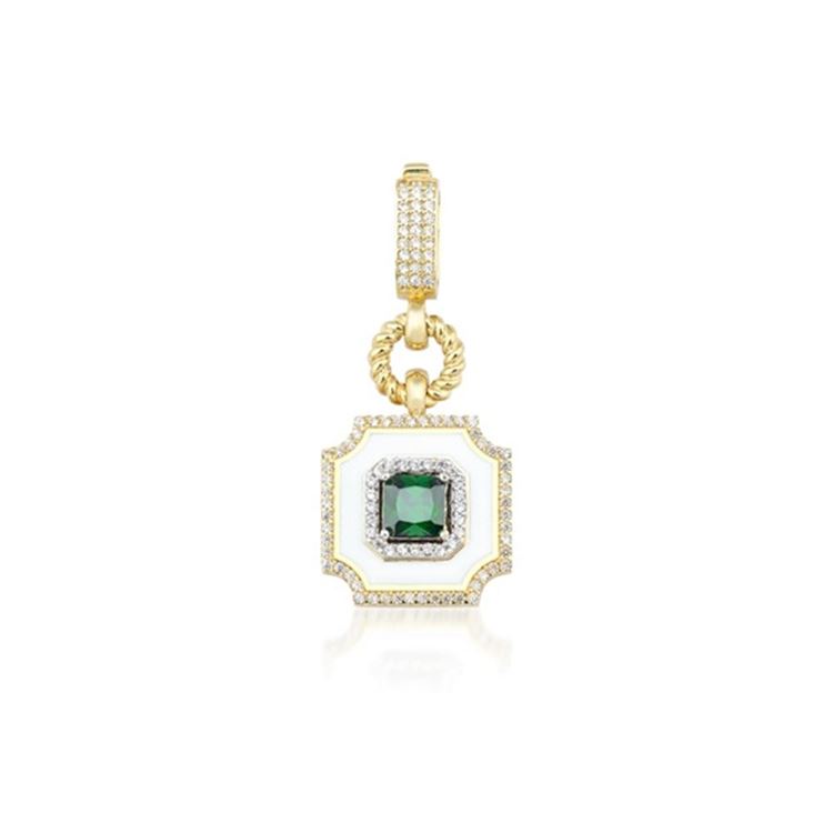 Beyaz Mineli Zümrüt Taşlı Kolye Ucu Charm