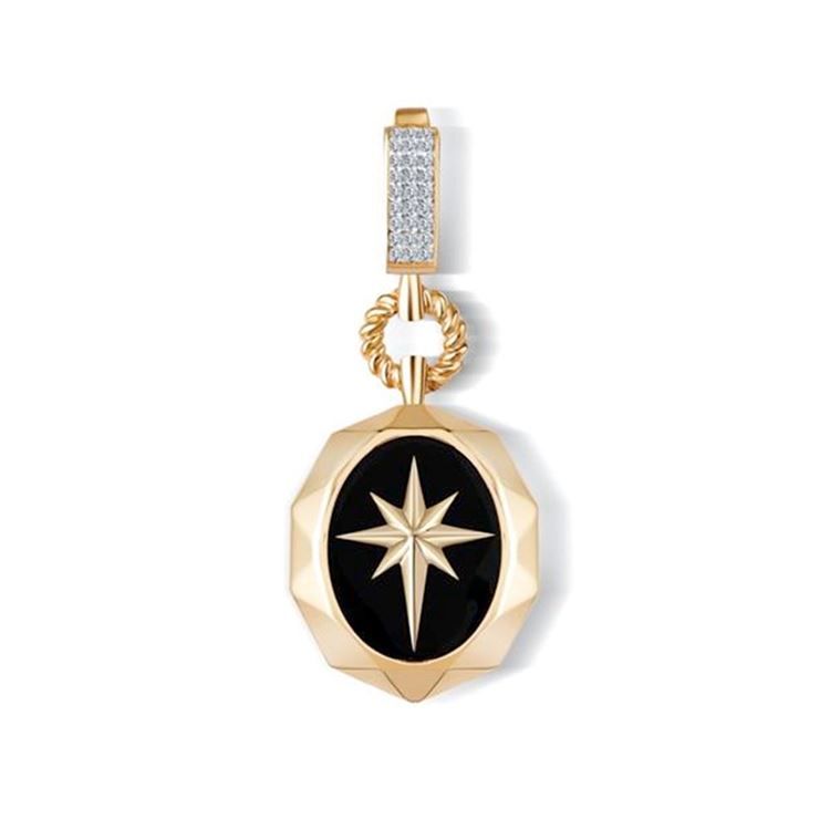 Siyah Mineli Kuzey Yıldızı Kolye Ucu Charm