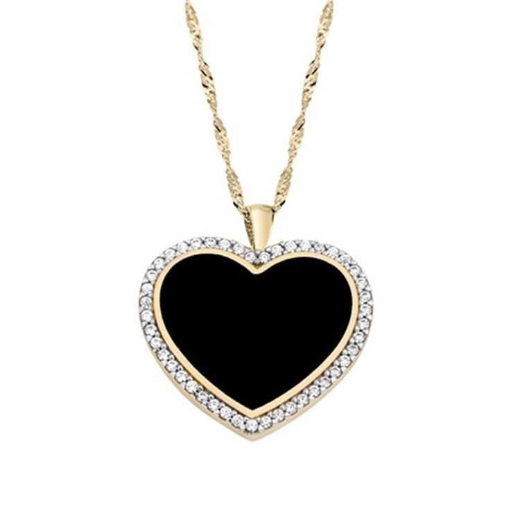 Siyah Kalp Altın Kolye