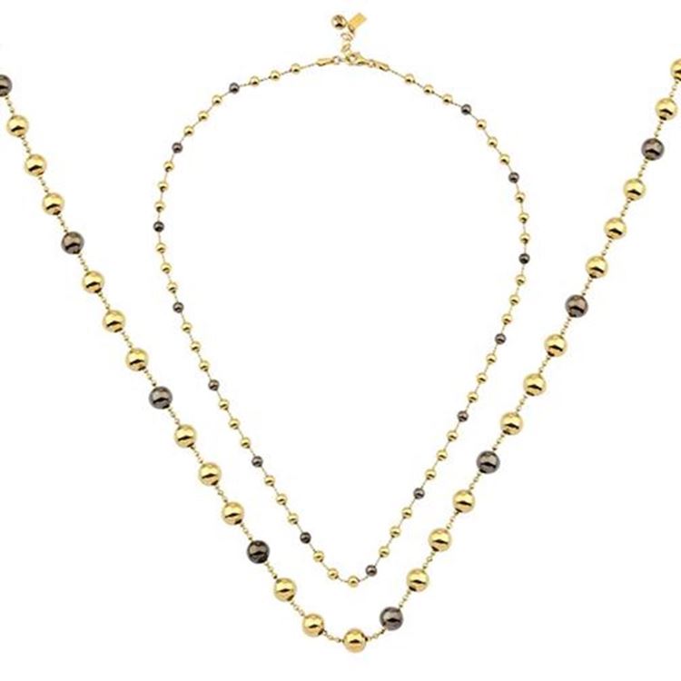 Siyah Top Renkli Altın Kolye