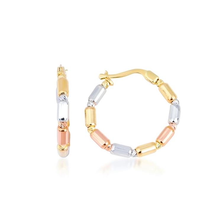 Altın Üç Renk Halka Küpe