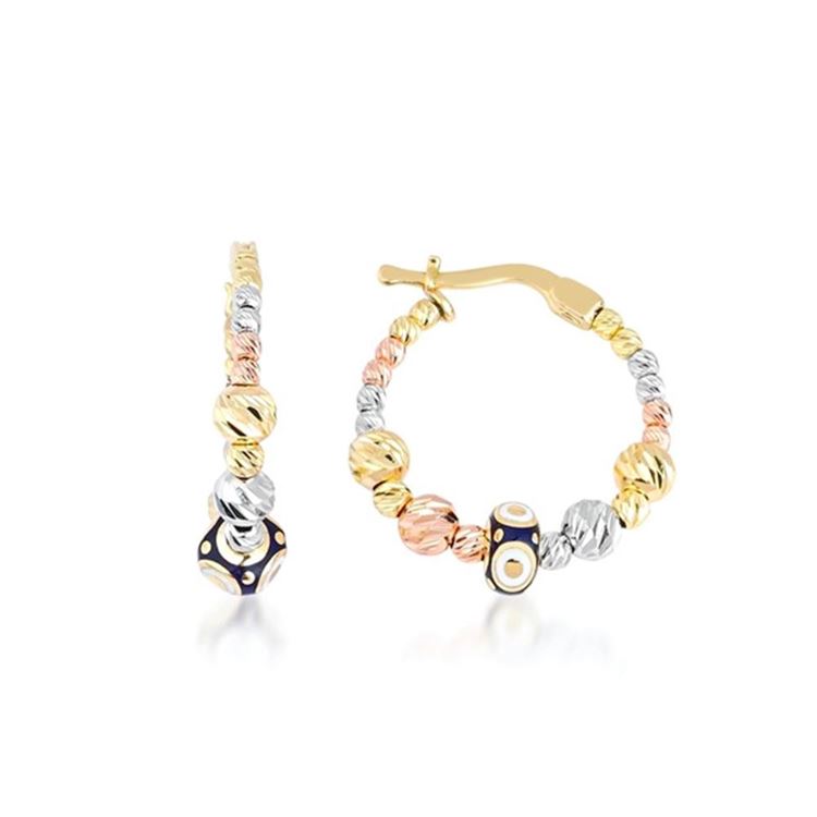 Mavi Mineli Göz Halka Küpe