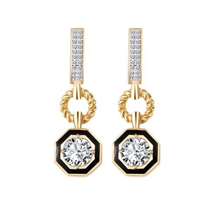 Siyah Mineli Tektaş Küpe