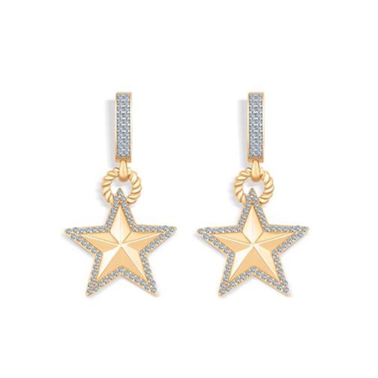 Taşlı Yıldız Altın Küpe