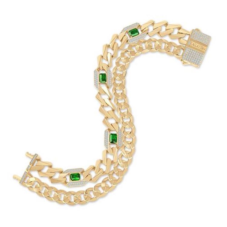 Zümrüt Taşlı İki Sıra Gurmet Bileklik