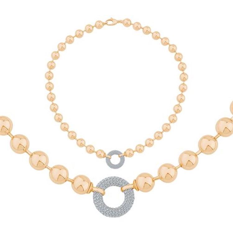 Taşlı Halka Top Top Zincir Kolye