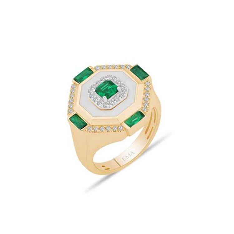 Beyaz Mineli Baget Taşlı Tektaş Yüzük