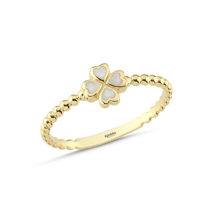 Yonca Beyaz Mineli Yüzük