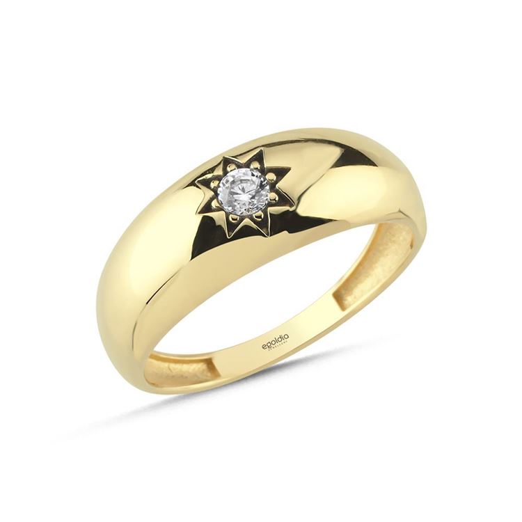 Kutup Yıldız Taşlı Yassı Yüzük