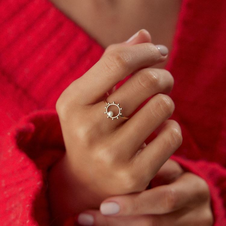 Baget Nokta Tasarım Taşlı Yüzük