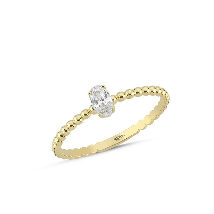 Baget Nokta Tasarım Taşlı Yüzük