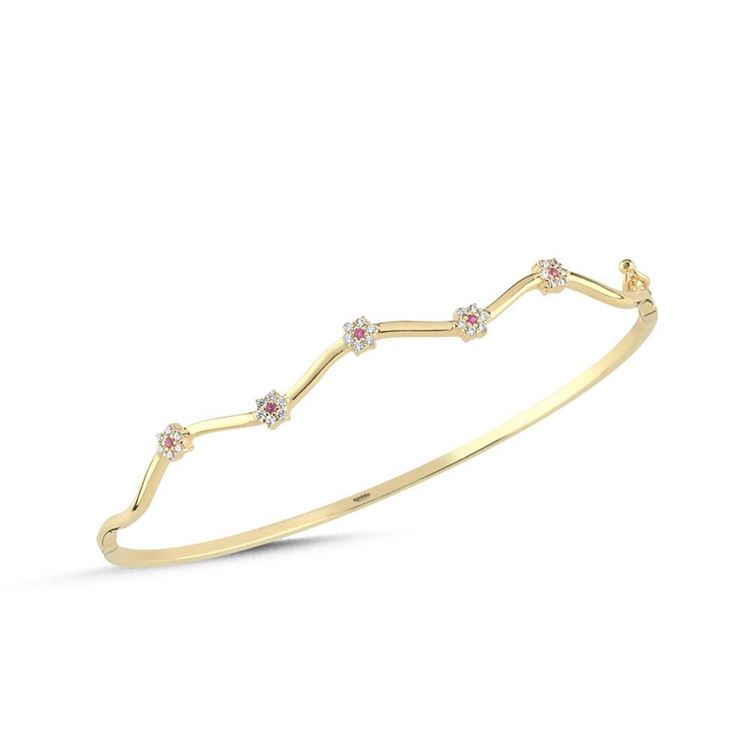 Papatya Beyaz Pembe Taşlı Kelepçe (6*5 Cm 1 Mm)