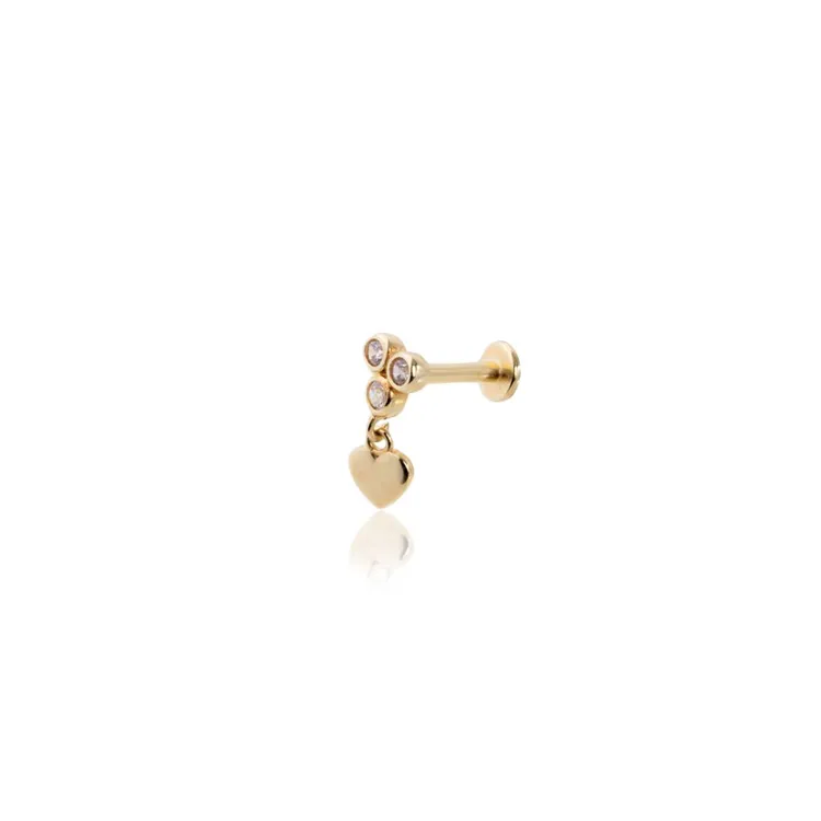 Kalp Damla Taşlı Piercing