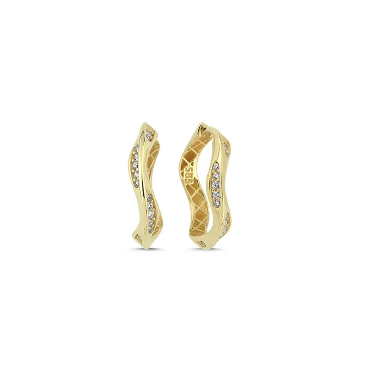 Burgu Taşlı Halka Küpe(1,5*1,5 Cm 0,4 Mm)