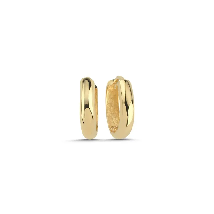 Orta Boy Sade Oval Halka Küpe (1,5x1,5 cm 2 mm)
