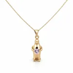 Kalp Taşlı Penguen Altın Kolye(2*0.5Cm)