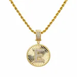 Kalemli Yuvarlak Taşlı Altın Harf Kolye Ucu – Özel Tasarım (2,2 × 2 cm – 0,2 mm)