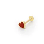 Kırmızı Mineli Kalp Piercing