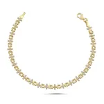 Çizgi Oval Tasarım Taşlı Bileklik (18.5*0.4 Cm)